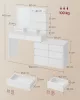 VASAGLE Kailyn RDT140WB01 Fésülködőasztal Tükörrel és LED Világítással felhőfehér