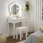   VASAGLE Hollywood Fésülködőasztal Szett LED Világítással Fehér