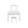 VASAGLE Elegance Fésülködőasztal Háromrészes Tükörrel és Párnázott Ülőkével Fehér