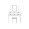 VASAGLE Elegance Fésülködőasztal Háromrészes Tükörrel és Párnázott Ülőkével Fehér