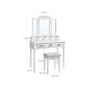 VASAGLE Elegance Fésülködőasztal Háromrészes Tükörrel és Párnázott Ülőkével Fehér