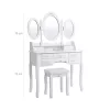 SONGMICS Luxus Fésülködőasztal Szett 3 Tükörrel és Ülőkével Fehér