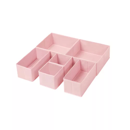 SONGMICS Fiókrendező Szett Rózsaszín Összehajtható Tárolódobozok