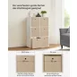   SONGMICS tárolódoboz szett 6 db-os nem szőtt textil homokbézs összecsukható fogantyúval 30 x 30 x 30 cm