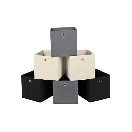 SONGMICS 6 Darabos Tárolódoboz Szett Összehajtható Nemszőtt Textil Szürke-Fekete-Bézs