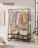 VASAGLE Ipari Ruhaállvány Fekete Acélvázzal és Polcokkal