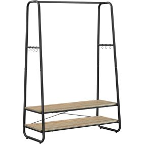   VASAGLE Ipari Stílusú Ruhaállvány Türkizbarna-Fekete 2 Polccal és 6 Akasztóval