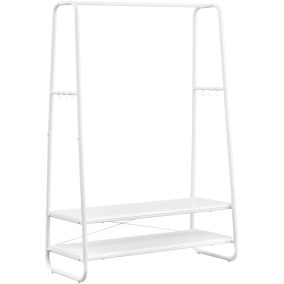   VASAGLE Multifunkciós Ruhaállvány Fehér Acél Vázzal és Polcokkal