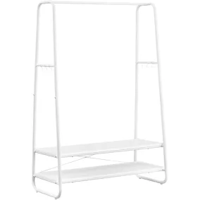   VASAGLE Multifunkciós Ruhaállvány Fehér Acél Vázzal és Polcokkal