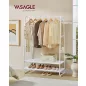   VASAGLE Multifunkciós Ruhaállvány Fehér Acél Vázzal és Polcokkal