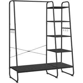   VASAGLE Multifunkciós Ruhaállvány 5-Szintes Tárolóval Fekete