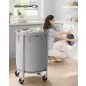   SONGMICS Gurulós Szennyestartó 110L Szürke-Ezüst Mosodai Kosár Acélvázas
