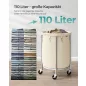   SONGMICS Gördülő Szennyestartó 110L Kerekes Mosodai Kosár Krémszínű