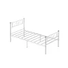 VASAGLE egyszemélyes ágykeret fém fehér díszített fejtámlával