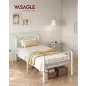   VASAGLE egyszemélyes ágykeret fém fehér díszített fejtámlával