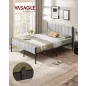   VASAGLE ágykeret 160 x 200 cm kárpitozott fejvéggel acél ágyrács galamb szürke