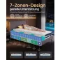   VASAGLE Zsákrugós Matrac Géles Memory Foam 140 x 200 cm Kék H3 Közepes Kemény 7-Zónás