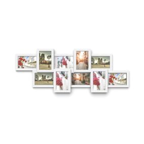   SONGMICS Fehér Fa Hatású 10 Képes Fali Képkeret Kollázs 10x15 cm-es Fotókhoz