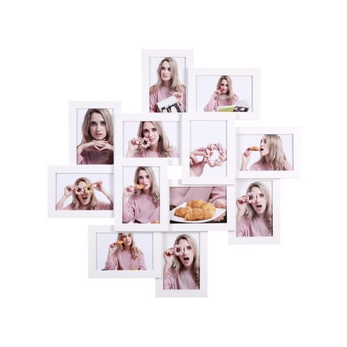 SONGMICS 12 Képes Fehér Fotókollázs Keret 10x15 cm-es Fotókhoz