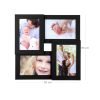 SONGMICS Kollázs Képkeret 4 Képhez Fekete Fahatású Üveglapos Fali Fotótartó