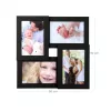 SONGMICS Kollázs Képkeret 4 Képhez Fekete Fahatású Üveglapos Fali Fotótartó