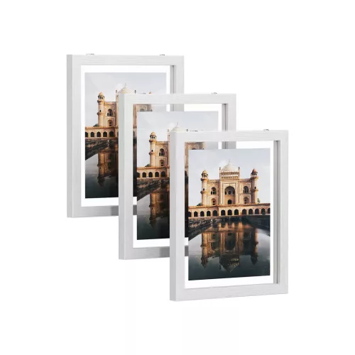 SONGMICS Lebegő Képkeret Szett Fehér MDF 3 db-os