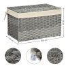 SONGMICS Rattan Hatású Tárolódoboz Szürke 65L Fedéllel és Béléssel