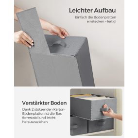   SONGMICS 4 Részes Fiókrendező Szett Galambszürke Összehajtható Ruhásszekrény Szervező