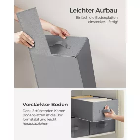   SONGMICS 4 Részes Fiókrendező Szett Galambszürke Összehajtható Ruhásszekrény Szervező