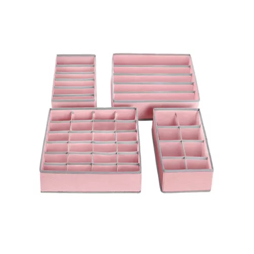 SONGMICS 4 Részes Rózsaszín Fiókrendező Szett Fehérneműkhöz