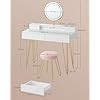 VASAGLE Sminkasztal Világítással és Ülőkével Mattfehér-Arany