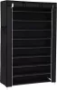 SONGMICS 10 Szintes Cipőtároló Szekrény Porvédő Huzattal Fekete 88 x 28 x 160 cm