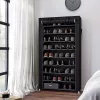 SONGMICS 10 Szintes Cipőtároló Szekrény Porvédő Huzattal Fekete 88 x 28 x 160 cm