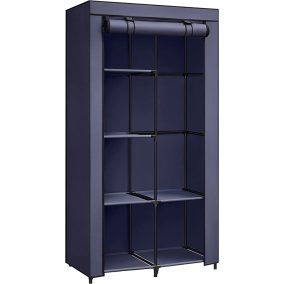   SONGMICS Textil Ruhásszekrény Sötétkék Cipzáras Tárolóval