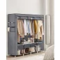   SONGMICS hordozható ruhásszekrény 4 akasztóval és polcokkal szürke