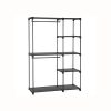 SONGMICS Nyitott Ruhatároló Szekrény Fekete Fém Vázas Többfunkciós
