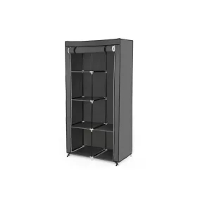   SONGMICS Textil Ruhásszekrény 2 Akasztórúddal és 6 Polccal Szürke