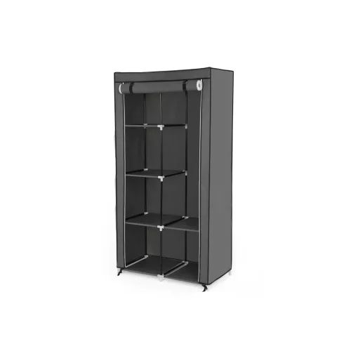 SONGMICS Textil Ruhásszekrény 2 Akasztórúddal és 6 Polccal Szürke