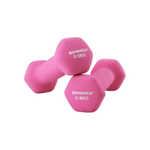 SONGMICS Neoprén Súlyzó Szett Rózsaszín 2x0,5 kg Csúszásmentes Hatszögletű