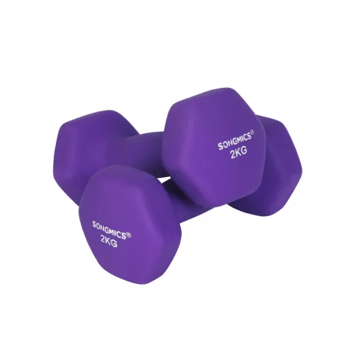 SONGMICS Neoprén Súlyzó Szett 2x2 kg Csúszásmentes Lila