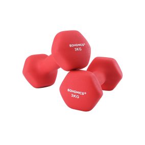 SONGMICS Neoprén Súlyzó Szett 2x3 kg Hatszögletű Piros