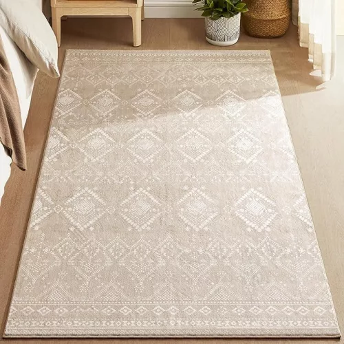 SONGMICS HOME szőnyeg 120 x 170 cm boho stílusú cappuccino bézs csúszásmentes mosható