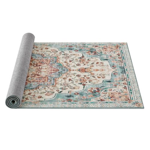 SONGMICS HOME Vintage Stílusú Türkiz Szőnyeg Csúszásmentes Alappal