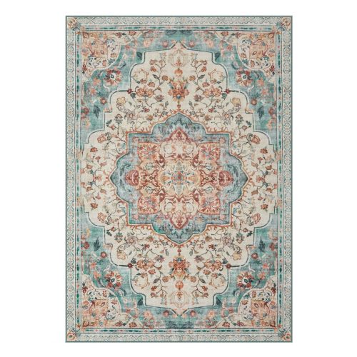 SONGMICS HOME Vintage Stílusú Szőnyeg Türkiz-Korall Mintázattal