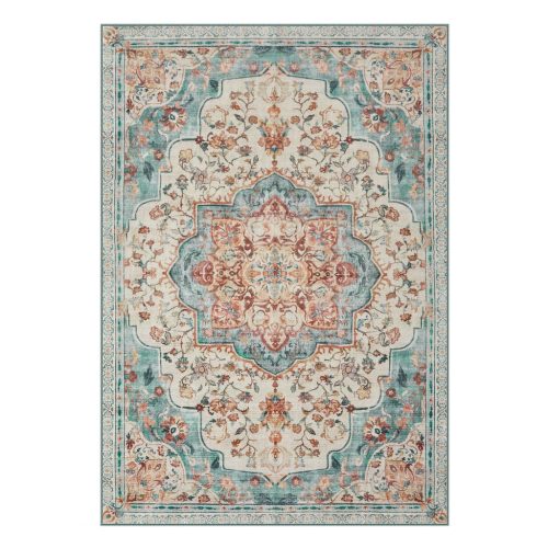 SONGMICS HOME Vintage Stílusú Szőnyeg Türkiz-Korall Mintázattal