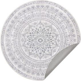   SONGMICS HOME Boho Kerek Szőnyeg Galambszürke Mandala Mintával