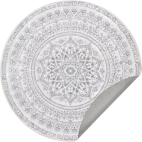 SONGMICS HOME Boho Kerek Szőnyeg Galambszürke Mandala Mintával