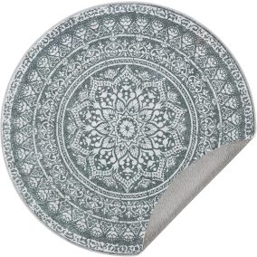   SONGMICS HOME Boho Kerek Szőnyeg Antracitszürke Mandala Mintázattal