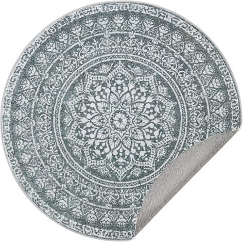SONGMICS HOME Boho Kerek Szőnyeg Antracitszürke Mandala Mintázattal