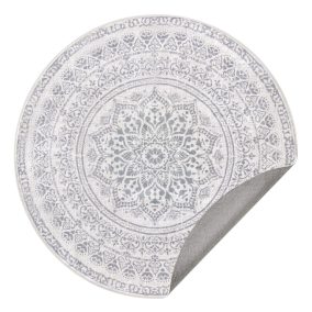   SONGMICS HOME Boho Kerek Szőnyeg Galambszürke Mandala Mintával